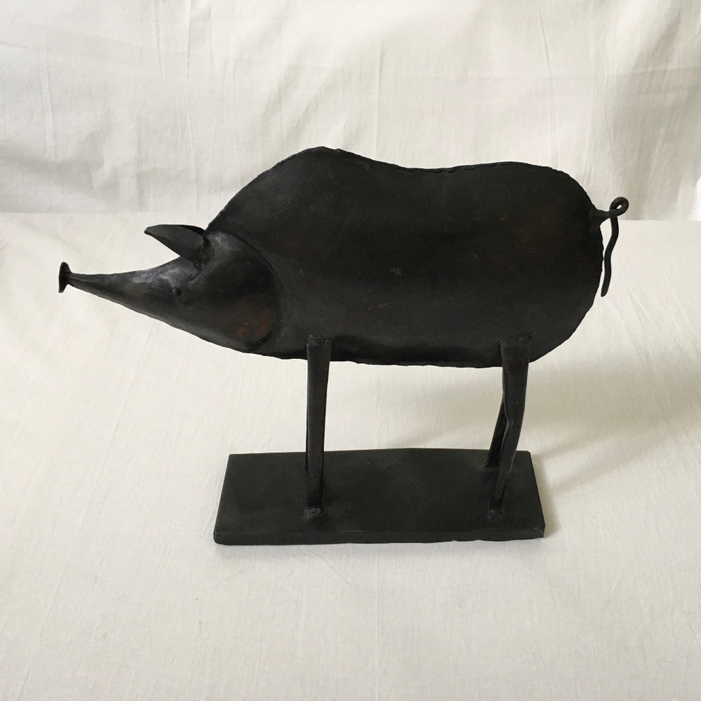 Vintage Metal Pig Folk Art Rustic Farmhouse Decor